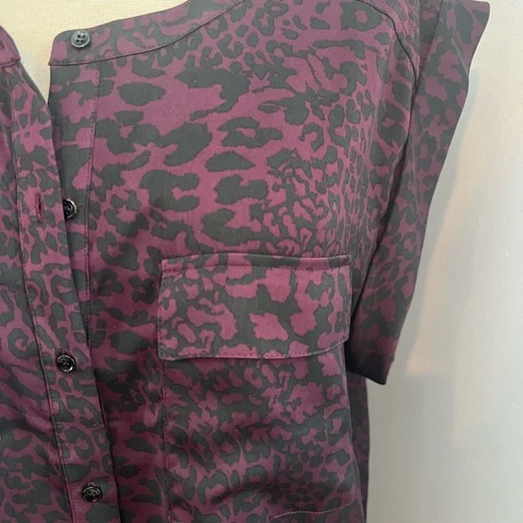 Trouve Dark Purple Animal Print Blouse - Picture 2 of 8